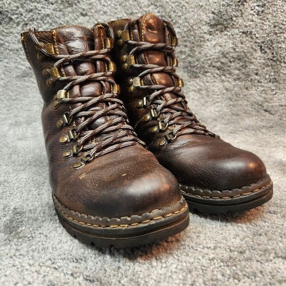 Born Concepts Chunky Boots Womens Size 8 Brown Leather Biker Lace Up Block Heel - Picture 1 of 15